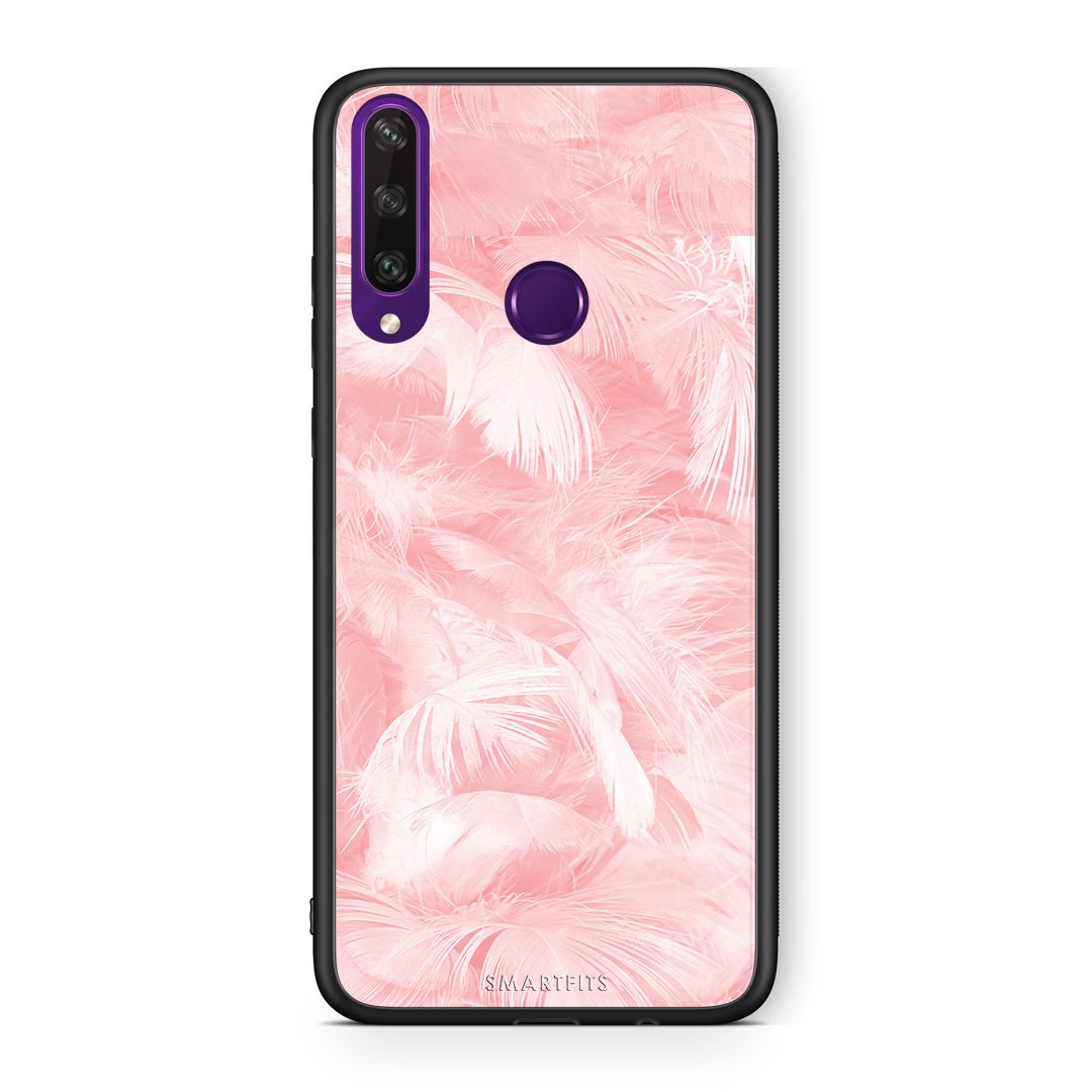 33 - Huawei Y6p  Pink Feather Boho case, cover, bumper