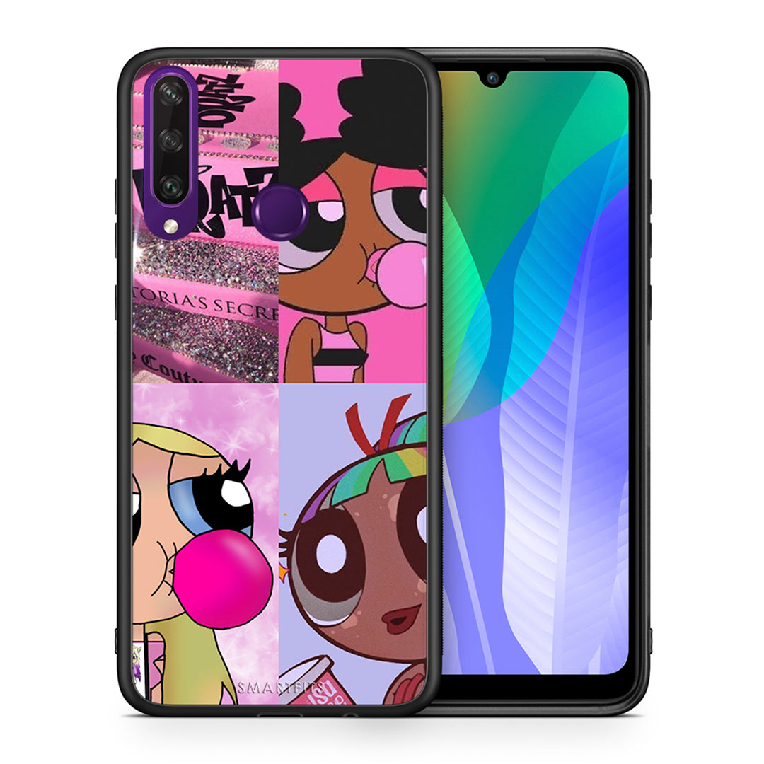 Θήκη Αγίου Βαλεντίνου Huawei Y6p Bubble Girls από τη Smartfits με σχέδιο στο πίσω μέρος και μαύρο περίβλημα | Huawei Y6p Bubble Girls case with colorful back and black bezels