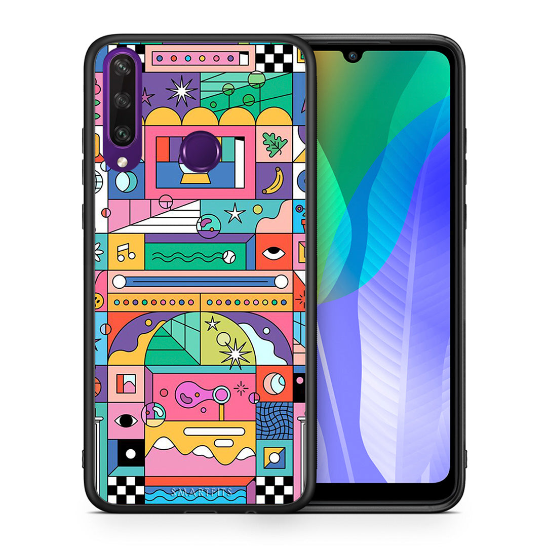 Θήκη Huawei Y6p Bubbles Soap από τη Smartfits με σχέδιο στο πίσω μέρος και μαύρο περίβλημα | Huawei Y6p Bubbles Soap case with colorful back and black bezels