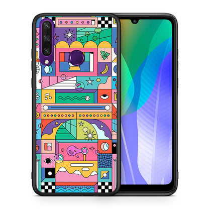 Θήκη Huawei Y6p Bubbles Soap από τη Smartfits με σχέδιο στο πίσω μέρος και μαύρο περίβλημα | Huawei Y6p Bubbles Soap case with colorful back and black bezels