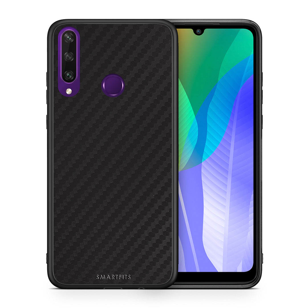 Θήκη Huawei Y6p Carbon Black από τη Smartfits με σχέδιο στο πίσω μέρος και μαύρο περίβλημα | Huawei Y6p Carbon Black case with colorful back and black bezels