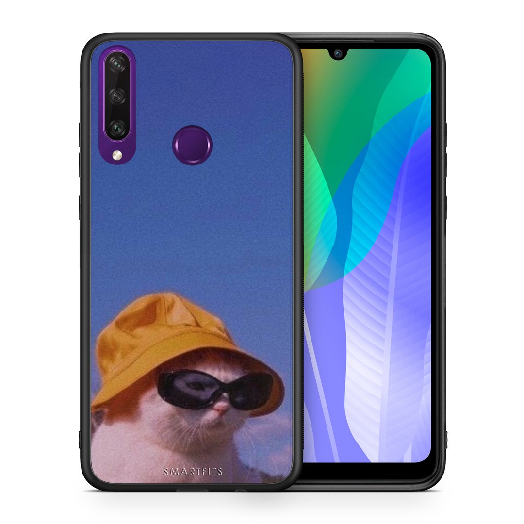 Θήκη Huawei Y6p Cat Diva από τη Smartfits με σχέδιο στο πίσω μέρος και μαύρο περίβλημα | Huawei Y6p Cat Diva case with colorful back and black bezels