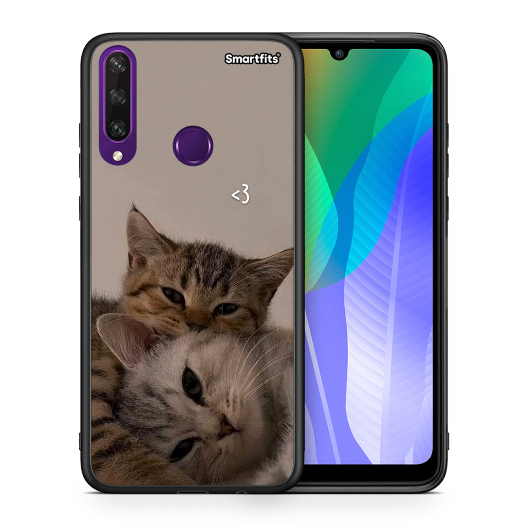 Θήκη Huawei Y6p Cats In Love από τη Smartfits με σχέδιο στο πίσω μέρος και μαύρο περίβλημα | Huawei Y6p Cats In Love case with colorful back and black bezels