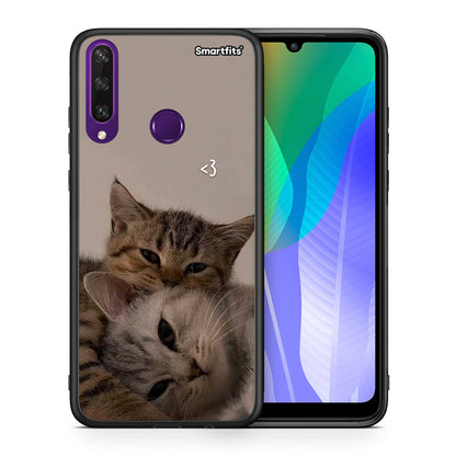 Θήκη Huawei Y6p Cats In Love από τη Smartfits με σχέδιο στο πίσω μέρος και μαύρο περίβλημα | Huawei Y6p Cats In Love case with colorful back and black bezels