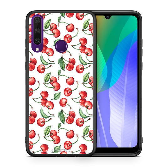Θήκη Huawei Y6p Cherry Summer από τη Smartfits με σχέδιο στο πίσω μέρος και μαύρο περίβλημα | Huawei Y6p Cherry Summer case with colorful back and black bezels