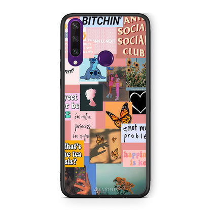 Huawei Y6p Collage Bitchin Θήκη Αγίου Βαλεντίνου από τη Smartfits με σχέδιο στο πίσω μέρος και μαύρο περίβλημα | Smartphone case with colorful back and black bezels by Smartfits