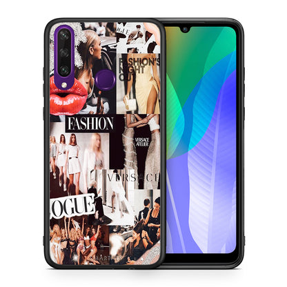Θήκη Αγίου Βαλεντίνου Huawei Y6p Collage Fashion από τη Smartfits με σχέδιο στο πίσω μέρος και μαύρο περίβλημα | Huawei Y6p Collage Fashion case with colorful back and black bezels