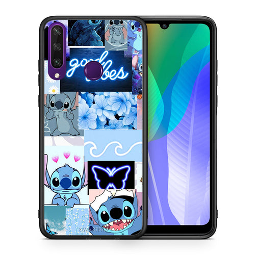 Θήκη Αγίου Βαλεντίνου Huawei Y6p Collage Good Vibes από τη Smartfits με σχέδιο στο πίσω μέρος και μαύρο περίβλημα | Huawei Y6p Collage Good Vibes case with colorful back and black bezels