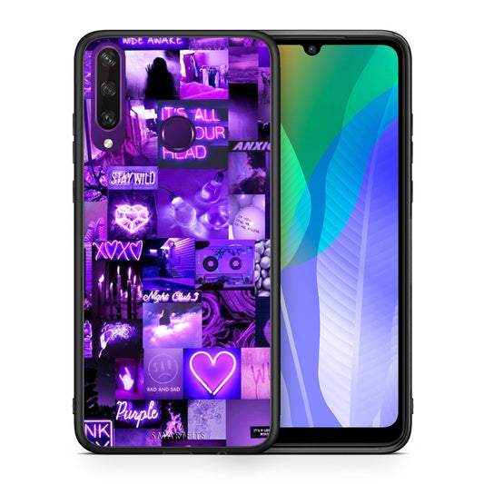 Θήκη Αγίου Βαλεντίνου Huawei Y6p Collage Stay Wild από τη Smartfits με σχέδιο στο πίσω μέρος και μαύρο περίβλημα | Huawei Y6p Collage Stay Wild case with colorful back and black bezels