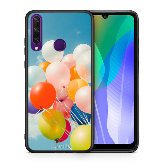 Θήκη Huawei Y6p Colorful Balloons από τη Smartfits με σχέδιο στο πίσω μέρος και μαύρο περίβλημα | Huawei Y6p Colorful Balloons case with colorful back and black bezels
