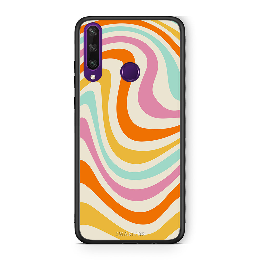 Huawei Y6p Colourful Waves θήκη από τη Smartfits με σχέδιο στο πίσω μέρος και μαύρο περίβλημα | Smartphone case with colorful back and black bezels by Smartfits