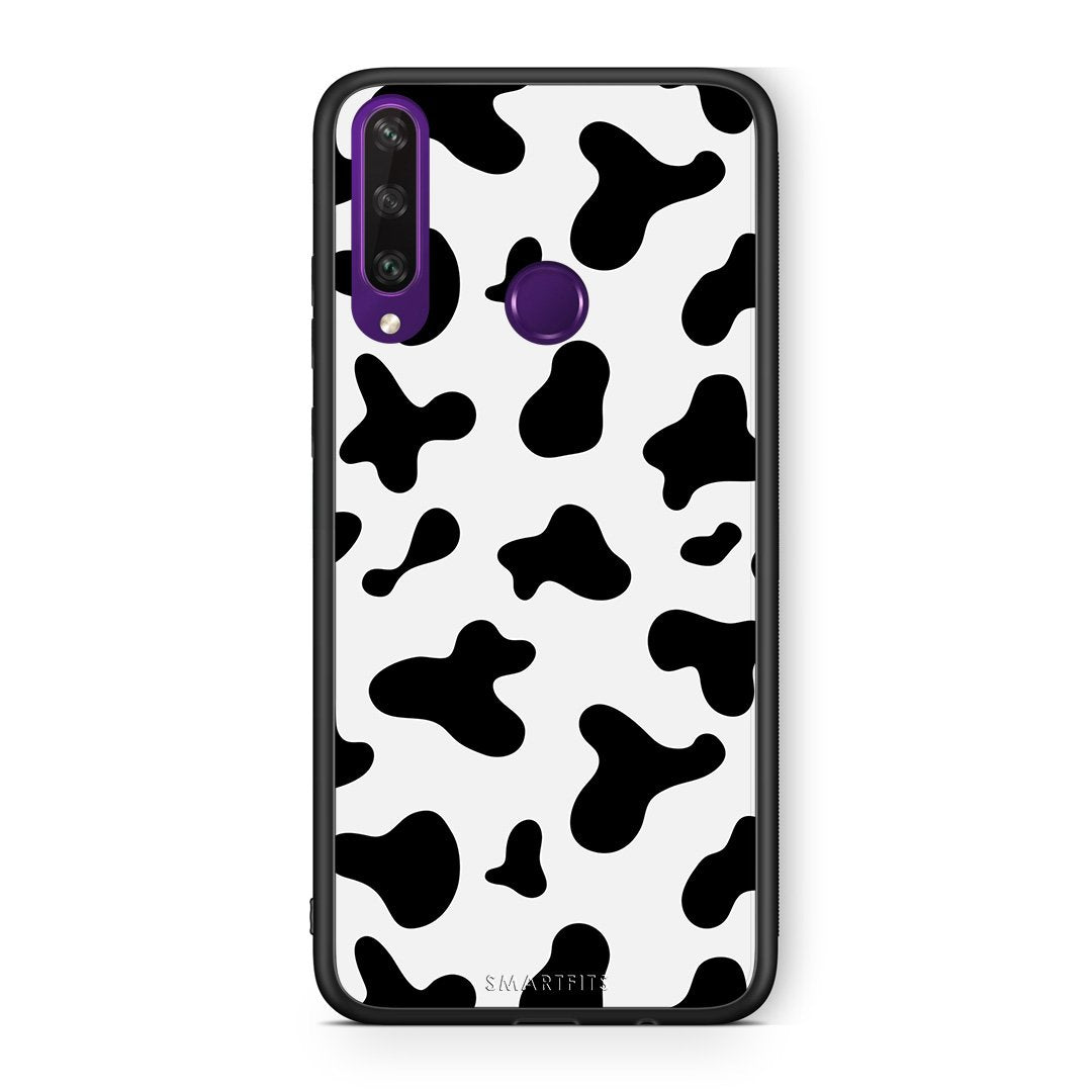 Huawei Y6p Cow Print θήκη από τη Smartfits με σχέδιο στο πίσω μέρος και μαύρο περίβλημα | Smartphone case with colorful back and black bezels by Smartfits