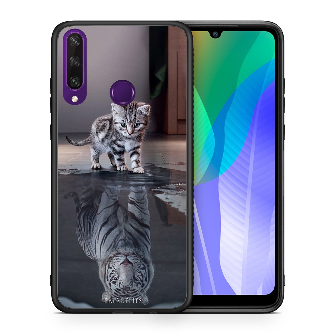Θήκη Huawei Y6p Tiger Cute από τη Smartfits με σχέδιο στο πίσω μέρος και μαύρο περίβλημα | Huawei Y6p Tiger Cute case with colorful back and black bezels
