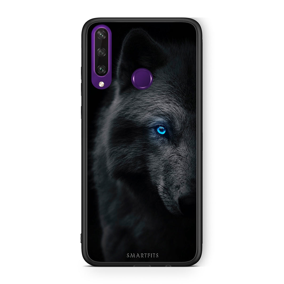 Huawei Y6p Dark Wolf θήκη από τη Smartfits με σχέδιο στο πίσω μέρος και μαύρο περίβλημα | Smartphone case with colorful back and black bezels by Smartfits