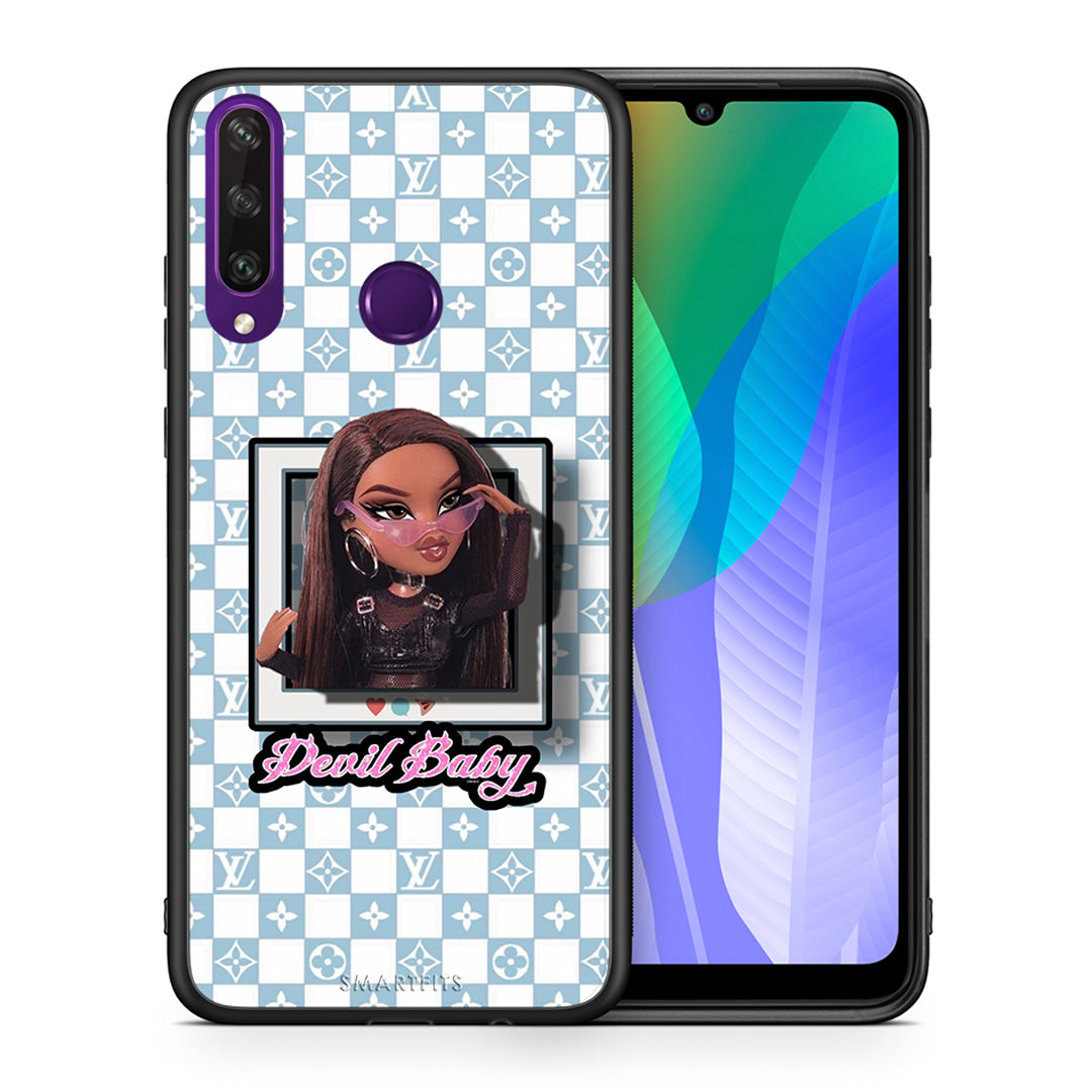 Θήκη Αγίου Βαλεντίνου Huawei Y6p Devil Baby από τη Smartfits με σχέδιο στο πίσω μέρος και μαύρο περίβλημα | Huawei Y6p Devil Baby case with colorful back and black bezels