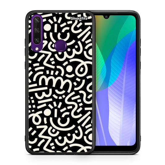 Θήκη Huawei Y6p Doodle Art από τη Smartfits με σχέδιο στο πίσω μέρος και μαύρο περίβλημα | Huawei Y6p Doodle Art case with colorful back and black bezels