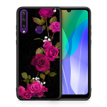 Θήκη Huawei Y6p Red Roses Flower από τη Smartfits με σχέδιο στο πίσω μέρος και μαύρο περίβλημα | Huawei Y6p Red Roses Flower case with colorful back and black bezels