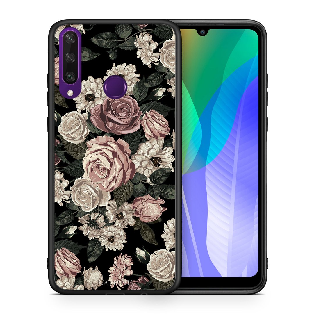 Θήκη Huawei Y6p Wild Roses Flower από τη Smartfits με σχέδιο στο πίσω μέρος και μαύρο περίβλημα | Huawei Y6p Wild Roses Flower case with colorful back and black bezels