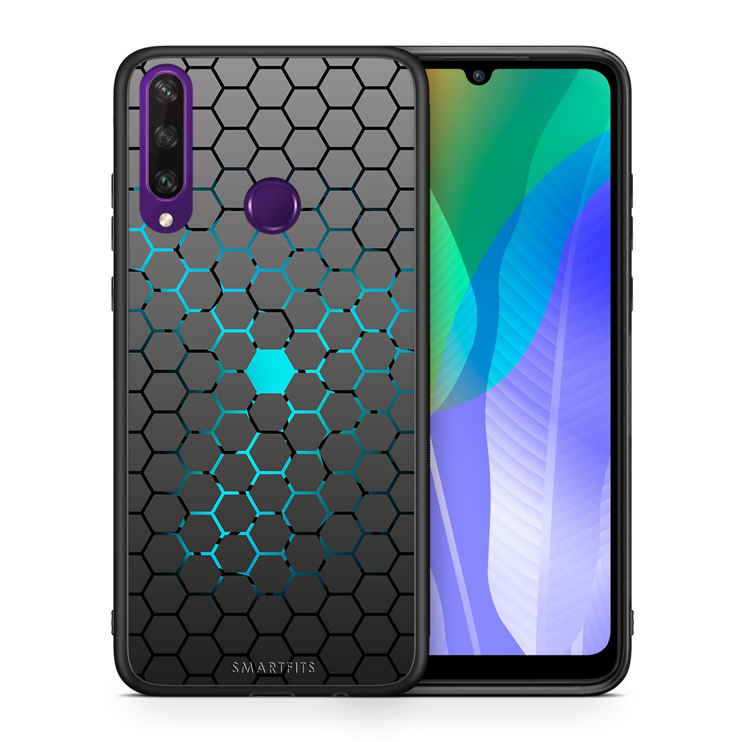 Θήκη Huawei Y6p Hexagonal Geometric από τη Smartfits με σχέδιο στο πίσω μέρος και μαύρο περίβλημα | Huawei Y6p Hexagonal Geometric case with colorful back and black bezels