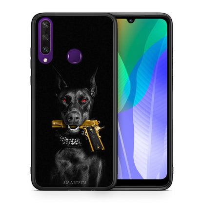 Θήκη Αγίου Βαλεντίνου Huawei Y6p Golden Gun από τη Smartfits με σχέδιο στο πίσω μέρος και μαύρο περίβλημα | Huawei Y6p Golden Gun case with colorful back and black bezels