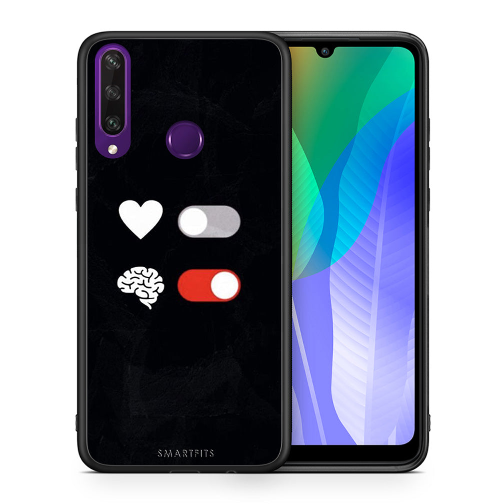 Θήκη Αγίου Βαλεντίνου Huawei Y6p Heart Vs Brain από τη Smartfits με σχέδιο στο πίσω μέρος και μαύρο περίβλημα | Huawei Y6p Heart Vs Brain case with colorful back and black bezels