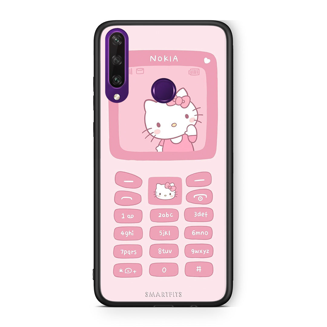 Huawei Y6p Hello Kitten Θήκη Αγίου Βαλεντίνου από τη Smartfits με σχέδιο στο πίσω μέρος και μαύρο περίβλημα | Smartphone case with colorful back and black bezels by Smartfits