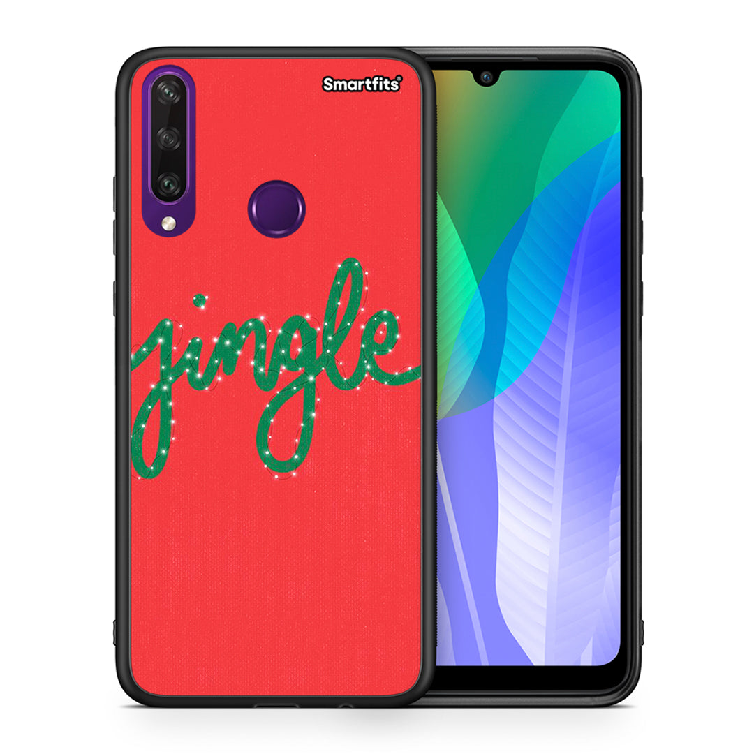 Θήκη Huawei Y6p Jingle Xmas από τη Smartfits με σχέδιο στο πίσω μέρος και μαύρο περίβλημα | Huawei Y6p Jingle Xmas case with colorful back and black bezels