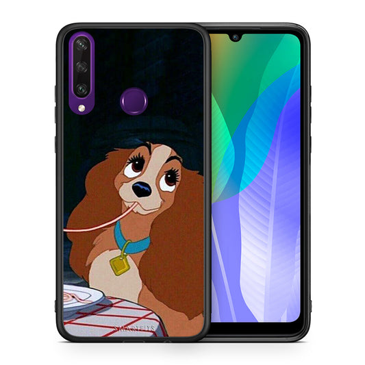 Θήκη Αγίου Βαλεντίνου Huawei Y6p Lady And Tramp 2 από τη Smartfits με σχέδιο στο πίσω μέρος και μαύρο περίβλημα | Huawei Y6p Lady And Tramp 2 case with colorful back and black bezels