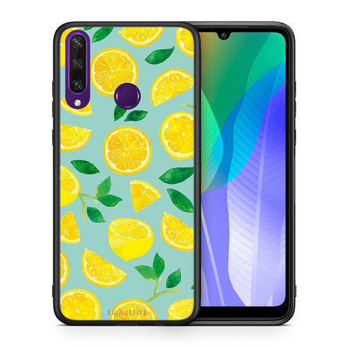 Θήκη Huawei Y6p Lemons από τη Smartfits με σχέδιο στο πίσω μέρος και μαύρο περίβλημα | Huawei Y6p Lemons case with colorful back and black bezels