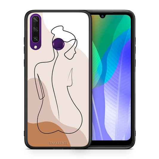 Θήκη Huawei Y6p LineArt Woman από τη Smartfits με σχέδιο στο πίσω μέρος και μαύρο περίβλημα | Huawei Y6p LineArt Woman case with colorful back and black bezels