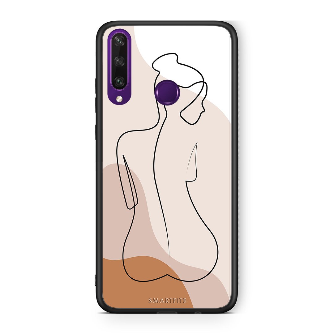 Huawei Y6p LineArt Woman θήκη από τη Smartfits με σχέδιο στο πίσω μέρος και μαύρο περίβλημα | Smartphone case with colorful back and black bezels by Smartfits