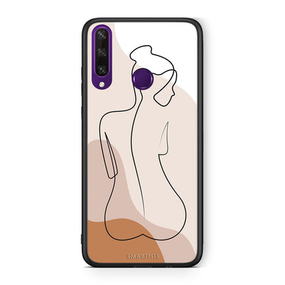 Huawei Y6p LineArt Woman θήκη από τη Smartfits με σχέδιο στο πίσω μέρος και μαύρο περίβλημα | Smartphone case with colorful back and black bezels by Smartfits
