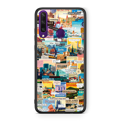 Huawei Y6p Live To Travel θήκη από τη Smartfits με σχέδιο στο πίσω μέρος και μαύρο περίβλημα | Smartphone case with colorful back and black bezels by Smartfits