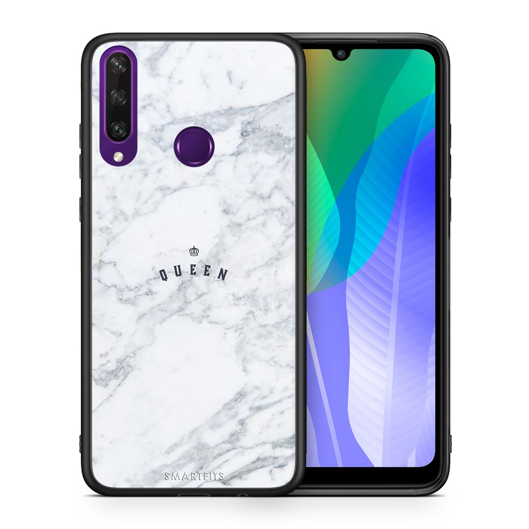 Θήκη Huawei Y6p Queen Marble από τη Smartfits με σχέδιο στο πίσω μέρος και μαύρο περίβλημα | Huawei Y6p Queen Marble case with colorful back and black bezels