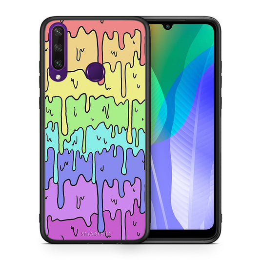 Θήκη Huawei Y6p Melting Rainbow από τη Smartfits με σχέδιο στο πίσω μέρος και μαύρο περίβλημα | Huawei Y6p Melting Rainbow case with colorful back and black bezels