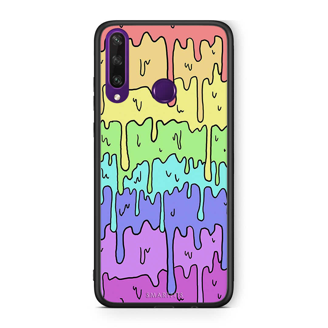 Huawei Y6p Melting Rainbow θήκη από τη Smartfits με σχέδιο στο πίσω μέρος και μαύρο περίβλημα | Smartphone case with colorful back and black bezels by Smartfits