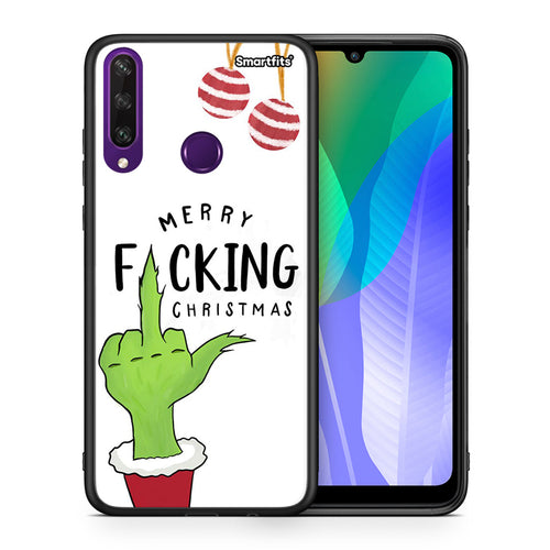 Θήκη Huawei Y6p Merry F Xmas από τη Smartfits με σχέδιο στο πίσω μέρος και μαύρο περίβλημα | Huawei Y6p Merry F Xmas case with colorful back and black bezels