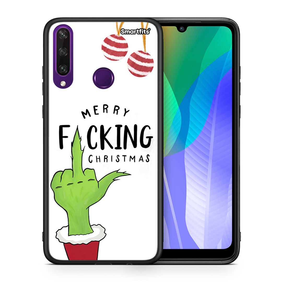 Θήκη Huawei Y6p Merry F Xmas από τη Smartfits με σχέδιο στο πίσω μέρος και μαύρο περίβλημα | Huawei Y6p Merry F Xmas case with colorful back and black bezels