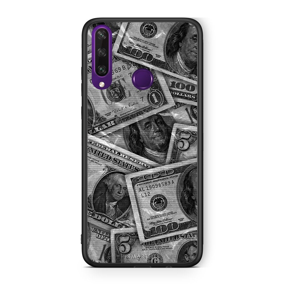 Huawei Y6p Money Dollars θήκη από τη Smartfits με σχέδιο στο πίσω μέρος και μαύρο περίβλημα | Smartphone case with colorful back and black bezels by Smartfits