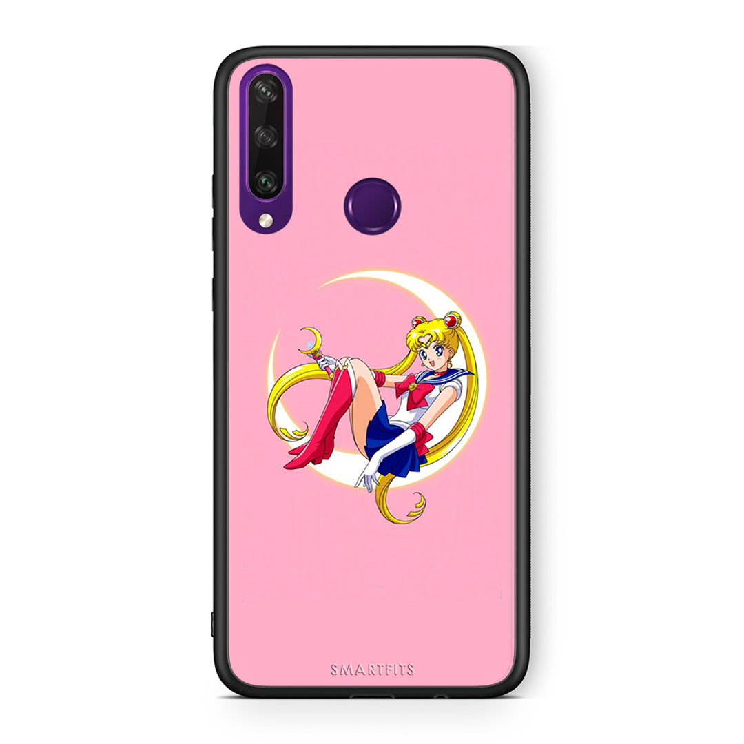 Huawei Y6p Moon Girl θήκη από τη Smartfits με σχέδιο στο πίσω μέρος και μαύρο περίβλημα | Smartphone case with colorful back and black bezels by Smartfits