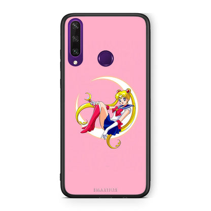 Huawei Y6p Moon Girl θήκη από τη Smartfits με σχέδιο στο πίσω μέρος και μαύρο περίβλημα | Smartphone case with colorful back and black bezels by Smartfits