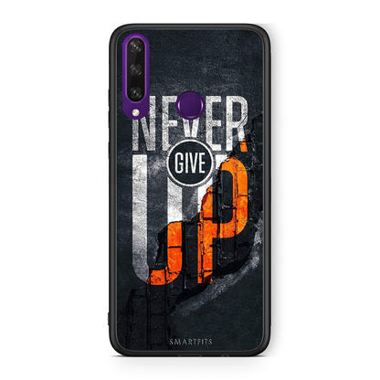 Huawei Y6p Never Give Up Θήκη Αγίου Βαλεντίνου από τη Smartfits με σχέδιο στο πίσω μέρος και μαύρο περίβλημα | Smartphone case with colorful back and black bezels by Smartfits