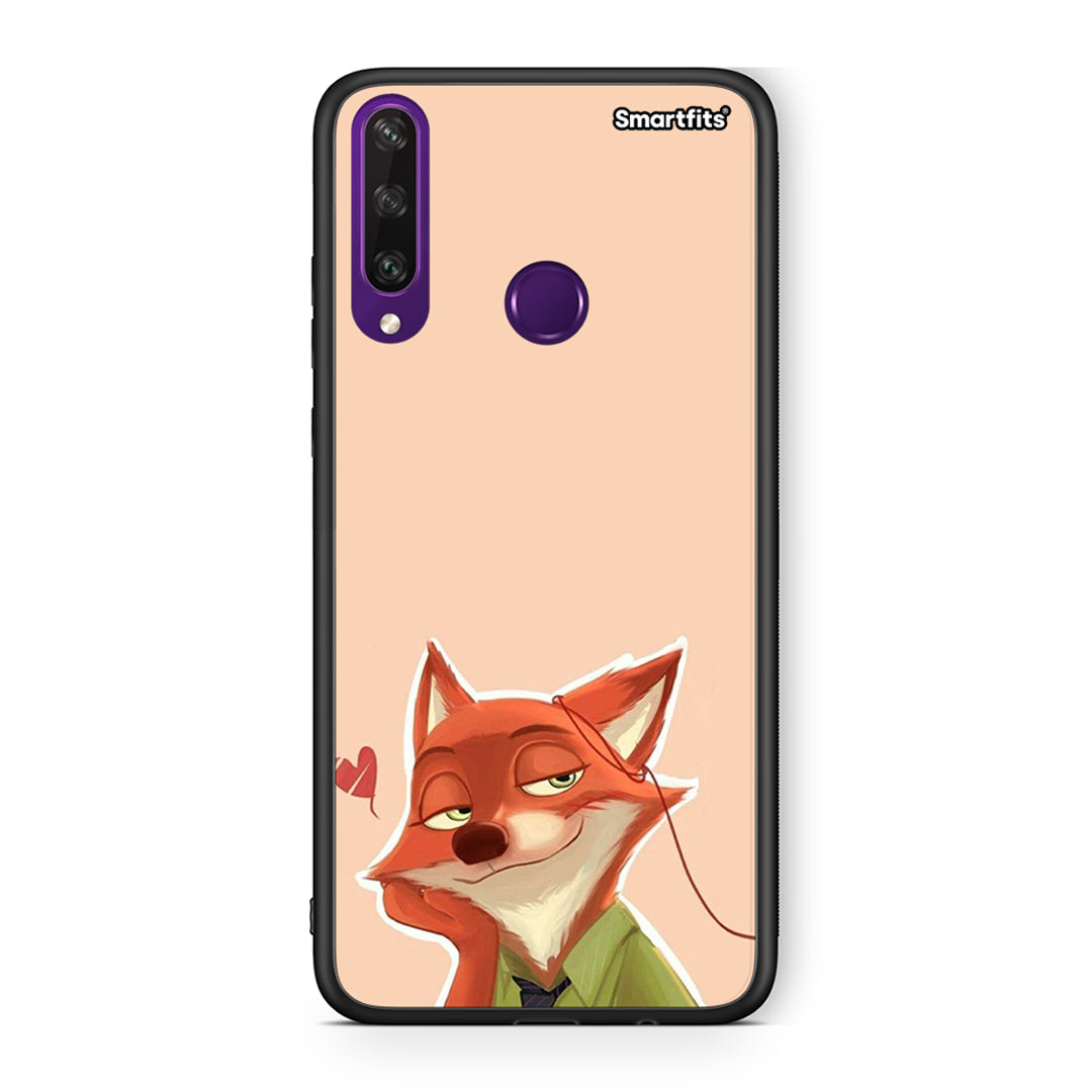 Huawei Y6p Nick Wilde And Judy Hopps Love 1 θήκη από τη Smartfits με σχέδιο στο πίσω μέρος και μαύρο περίβλημα | Smartphone case with colorful back and black bezels by Smartfits