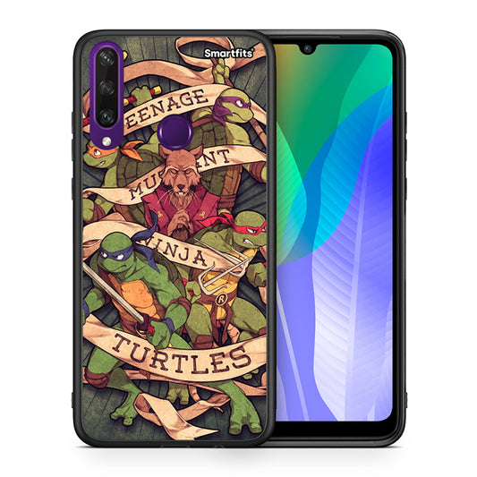 Θήκη Huawei Y6p Ninja Turtles από τη Smartfits με σχέδιο στο πίσω μέρος και μαύρο περίβλημα | Huawei Y6p Ninja Turtles case with colorful back and black bezels