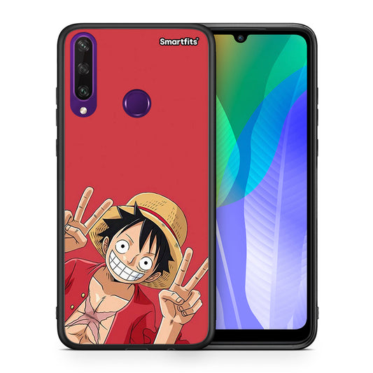 Θήκη Huawei Y6p Pirate Luffy από τη Smartfits με σχέδιο στο πίσω μέρος και μαύρο περίβλημα | Huawei Y6p Pirate Luffy case with colorful back and black bezels