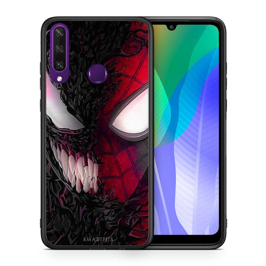 Θήκη Huawei Y6p SpiderVenom PopArt από τη Smartfits με σχέδιο στο πίσω μέρος και μαύρο περίβλημα | Huawei Y6p SpiderVenom PopArt case with colorful back and black bezels