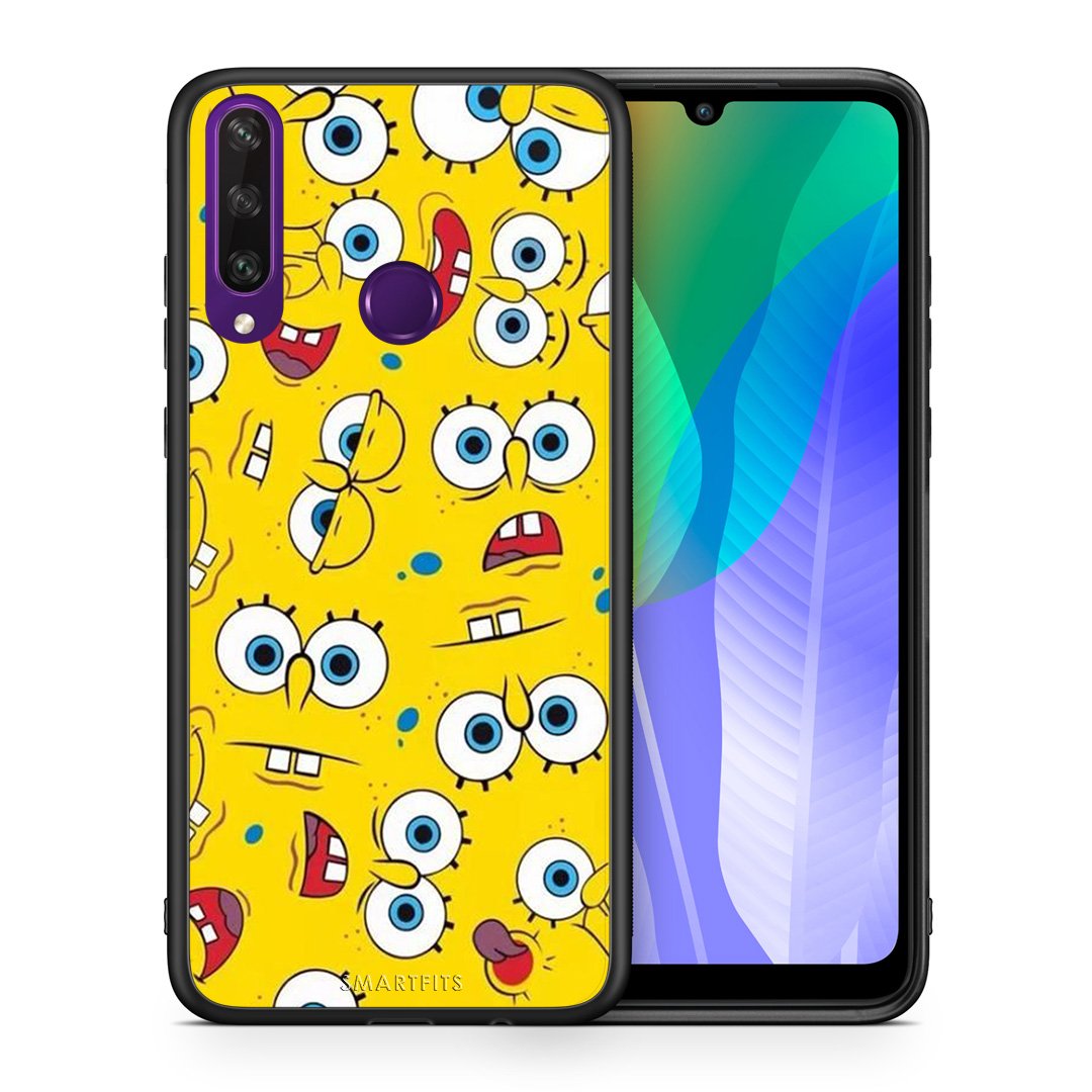 Θήκη Huawei Y6p Sponge PopArt από τη Smartfits με σχέδιο στο πίσω μέρος και μαύρο περίβλημα | Huawei Y6p Sponge PopArt case with colorful back and black bezels