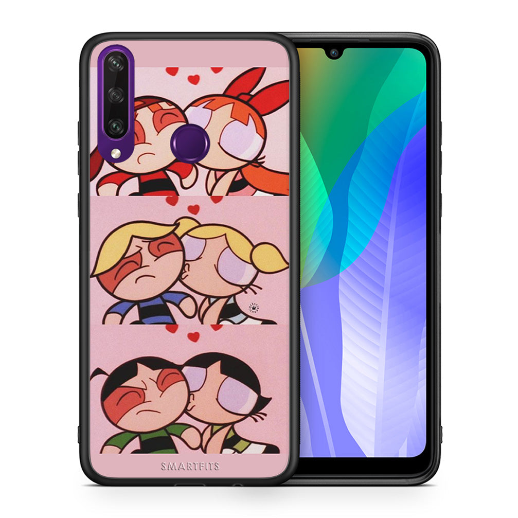 Θήκη Αγίου Βαλεντίνου Huawei Y6p Puff Love από τη Smartfits με σχέδιο στο πίσω μέρος και μαύρο περίβλημα | Huawei Y6p Puff Love case with colorful back and black bezels