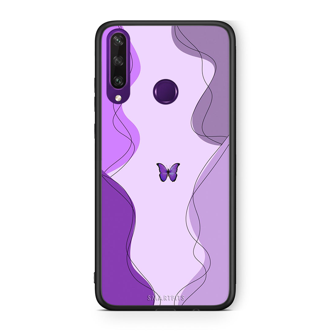 Huawei Y6p Purple Mariposa Θήκη Αγίου Βαλεντίνου από τη Smartfits με σχέδιο στο πίσω μέρος και μαύρο περίβλημα | Smartphone case with colorful back and black bezels by Smartfits