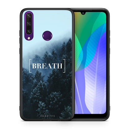 Θήκη Huawei Y6p Breath Quote από τη Smartfits με σχέδιο στο πίσω μέρος και μαύρο περίβλημα | Huawei Y6p Breath Quote case with colorful back and black bezels